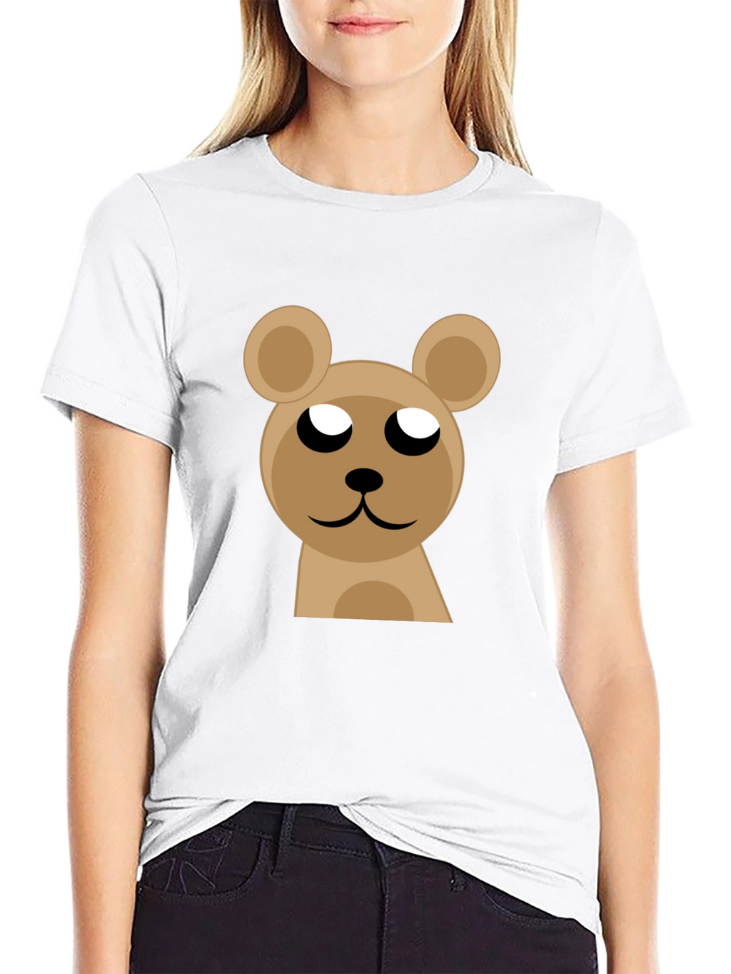 Cute Bear Graphic Black T-Shirt