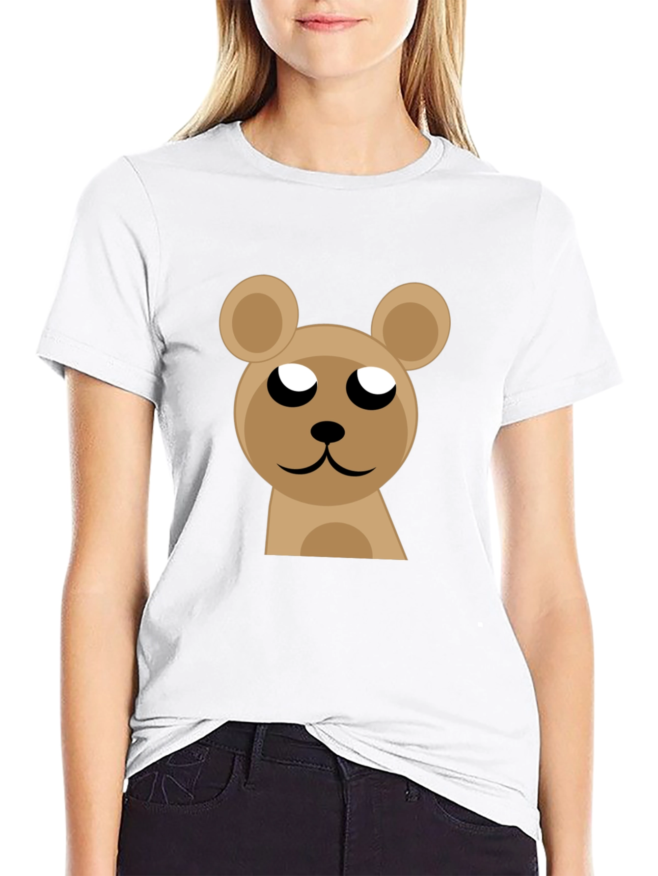 Cute Bear Graphic Black T-Shirt