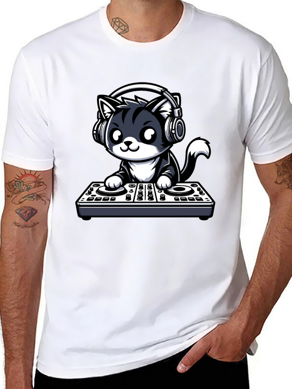 DJ Cat Graphic T-Shirt