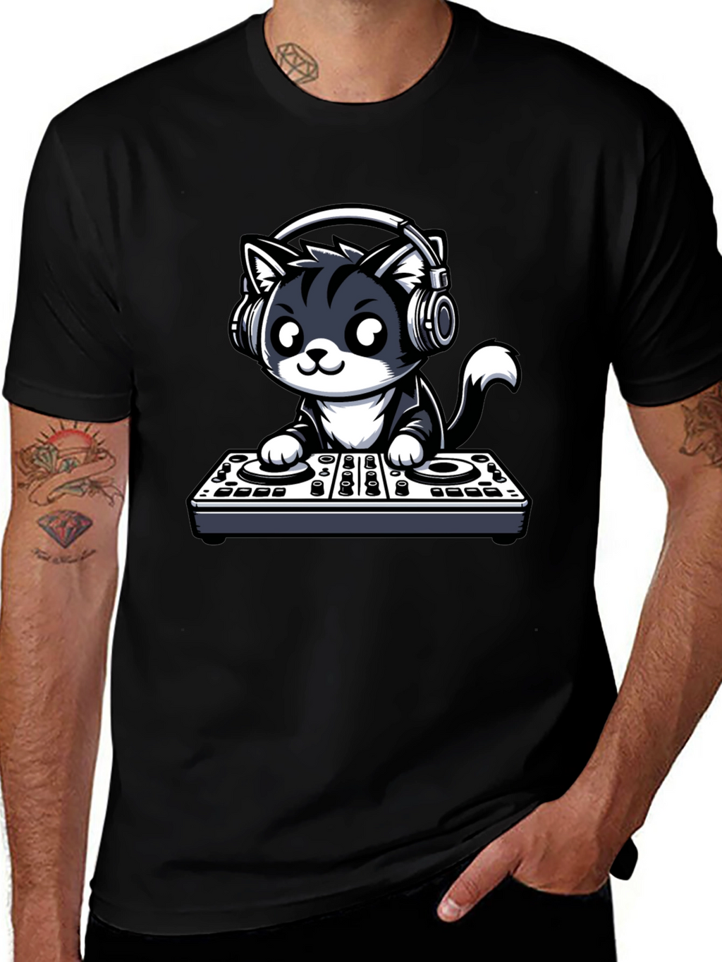 DJ Cat Graphic T-Shirt