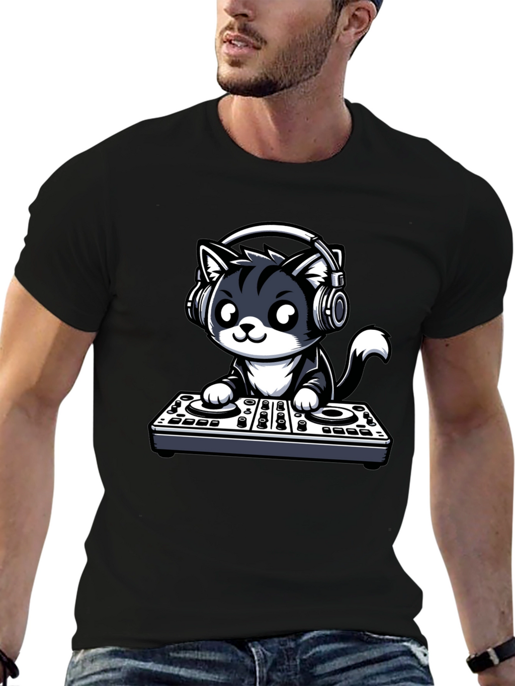 DJ Cat Graphic T-Shirt