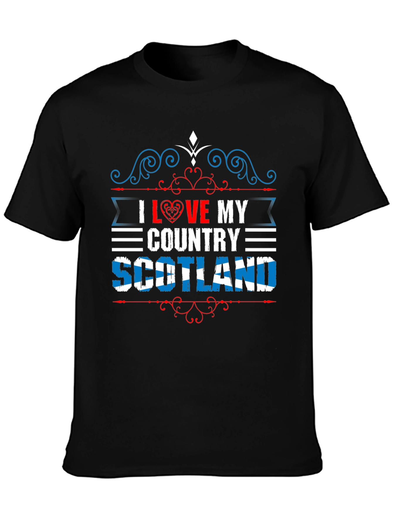 I Love My Country Scotland Black T-Shirt