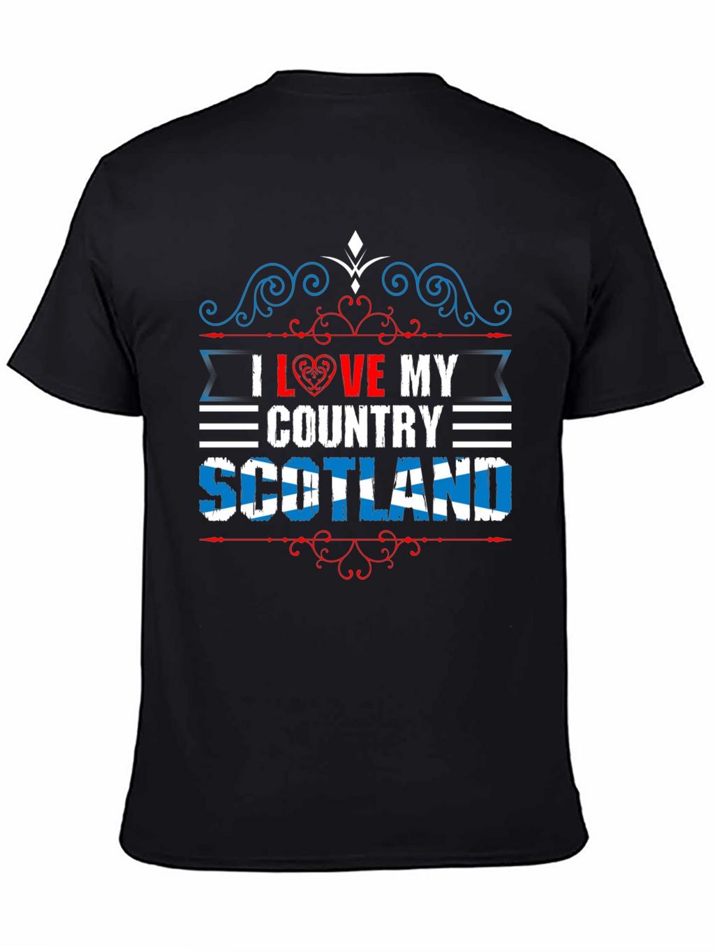 I Love My Country Scotland Black T-Shirt