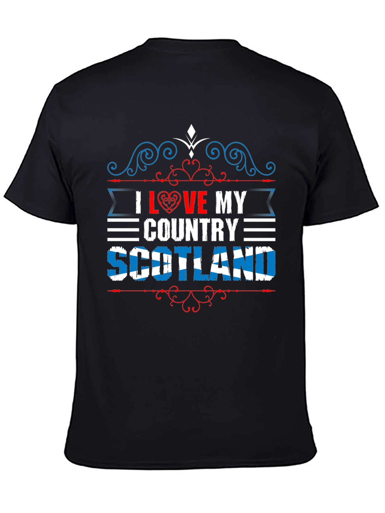 I Love My Country Scotland Black T-Shirt