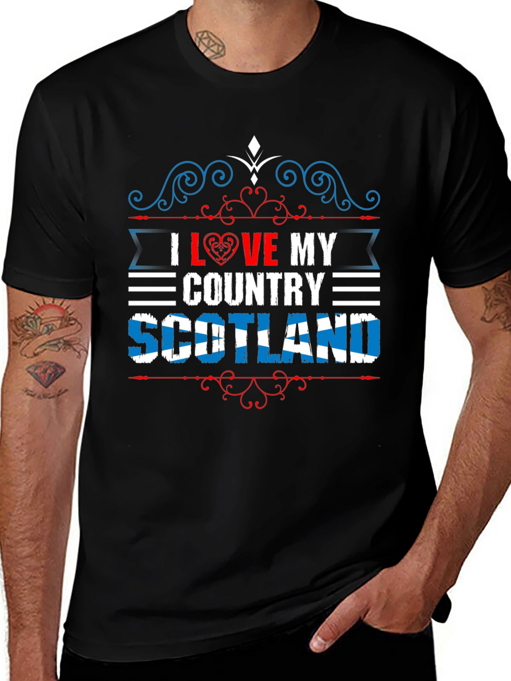 I Love My Country Scotland Black T-Shirt