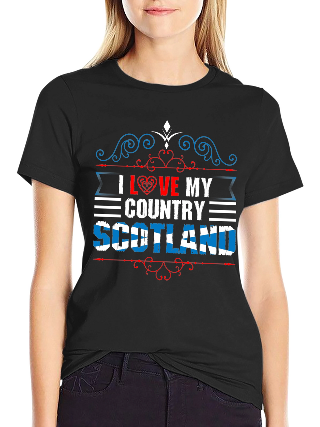 I Love My Country Scotland Black T-Shirt