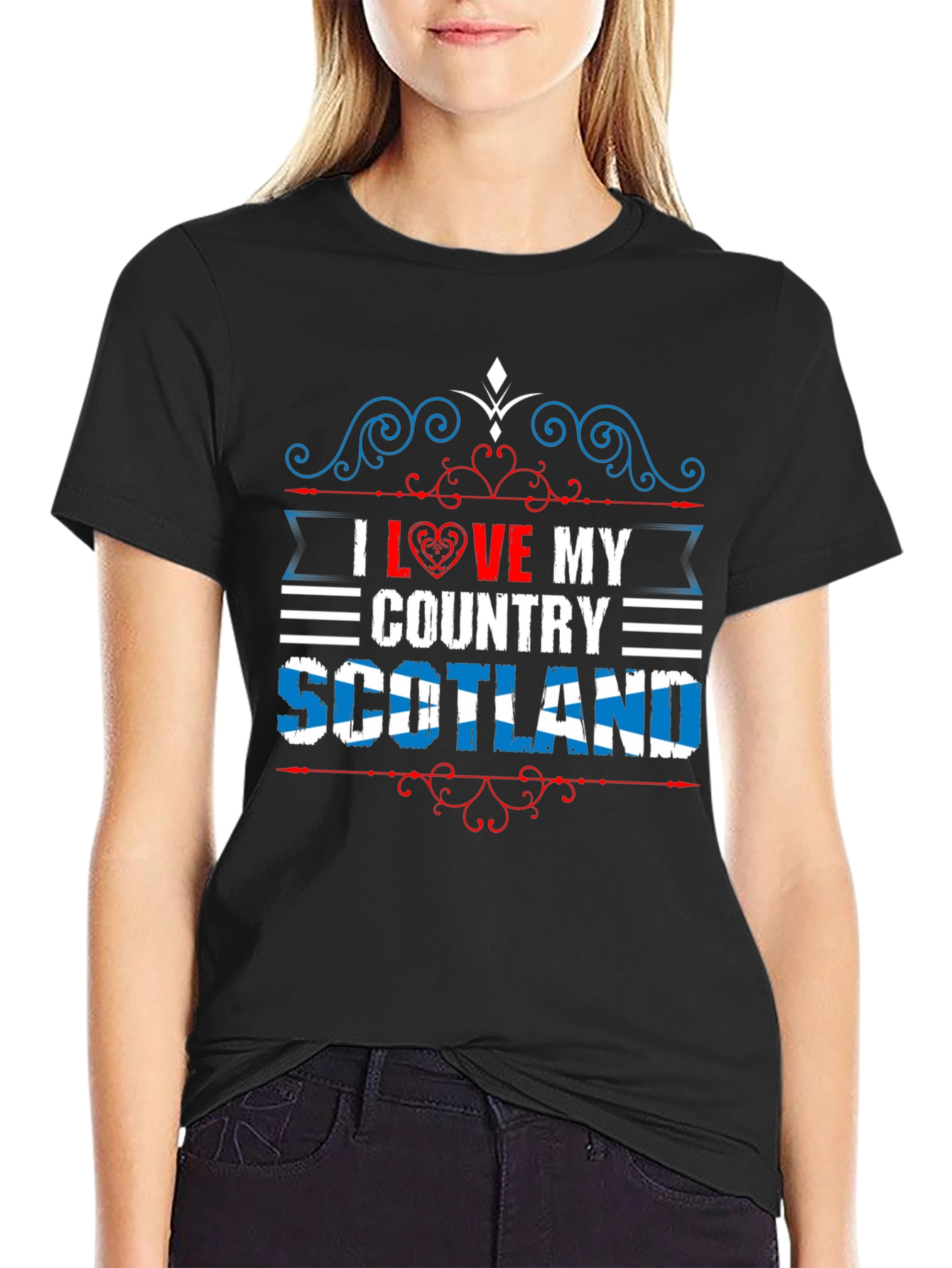 I Love My Country Scotland Black T-Shirt
