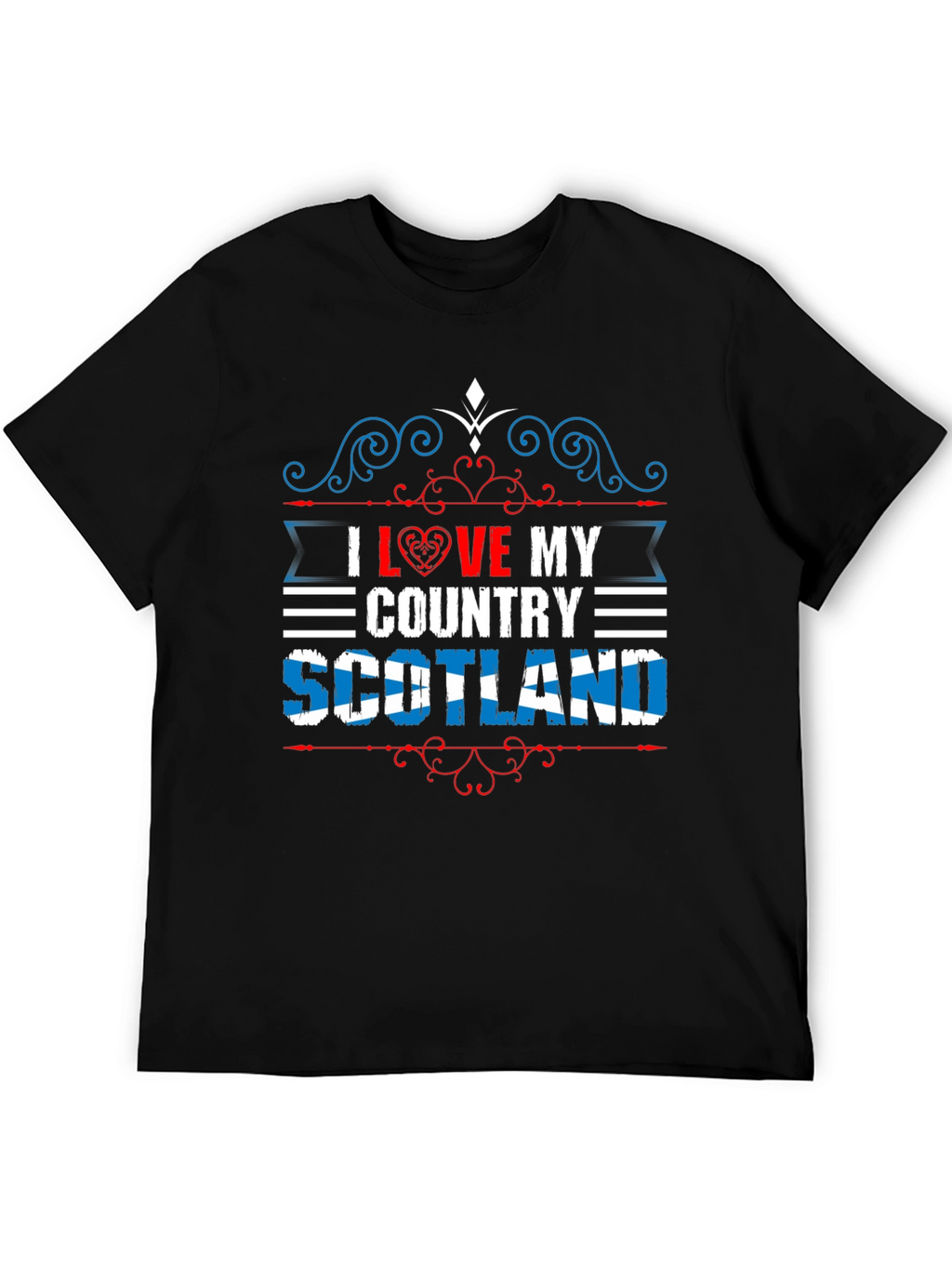 I Love My Country Scotland Black T-Shirt