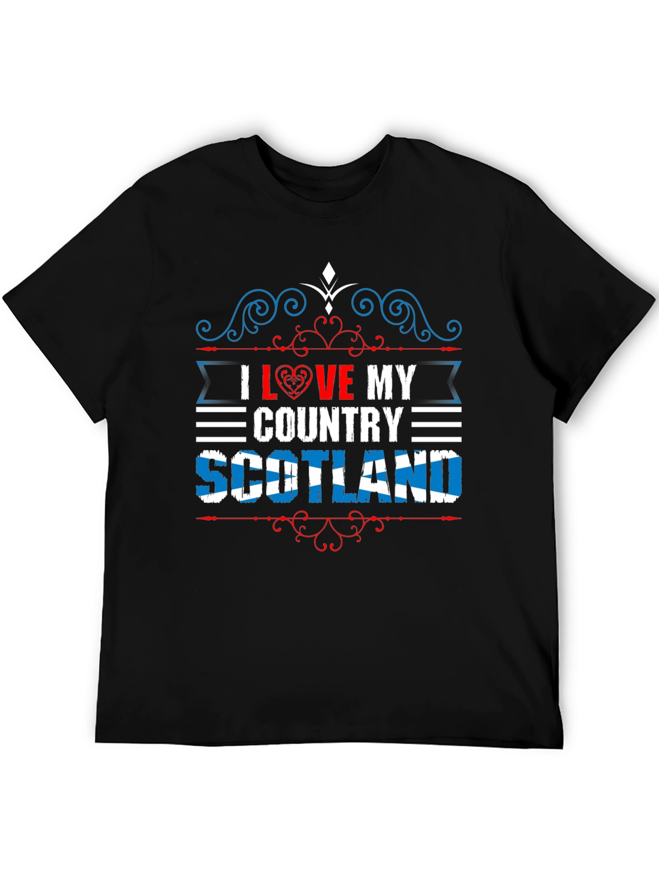 I Love My Country Scotland Black T-Shirt