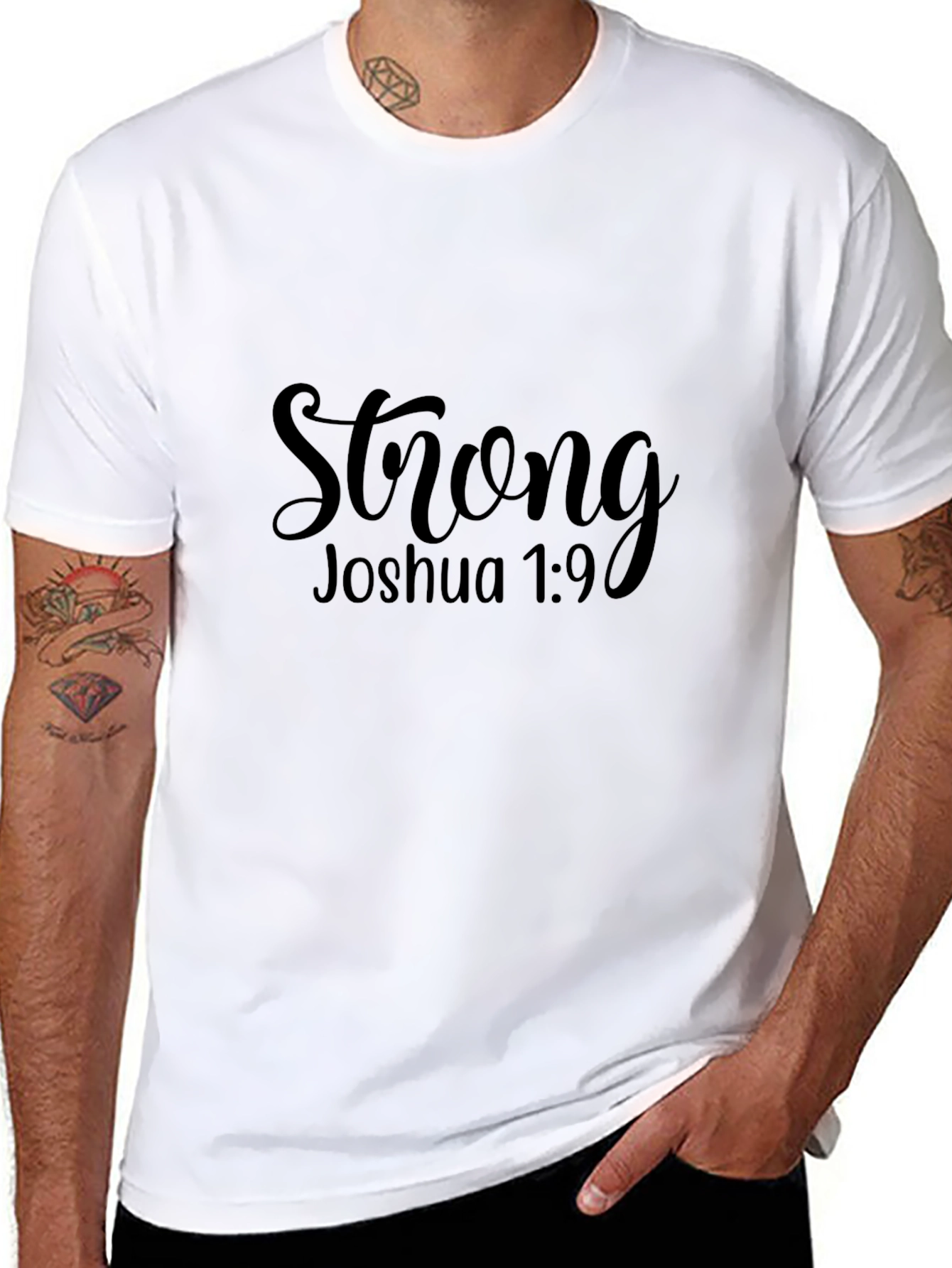 Strong Joshua 1:9 Black Graphic Tee