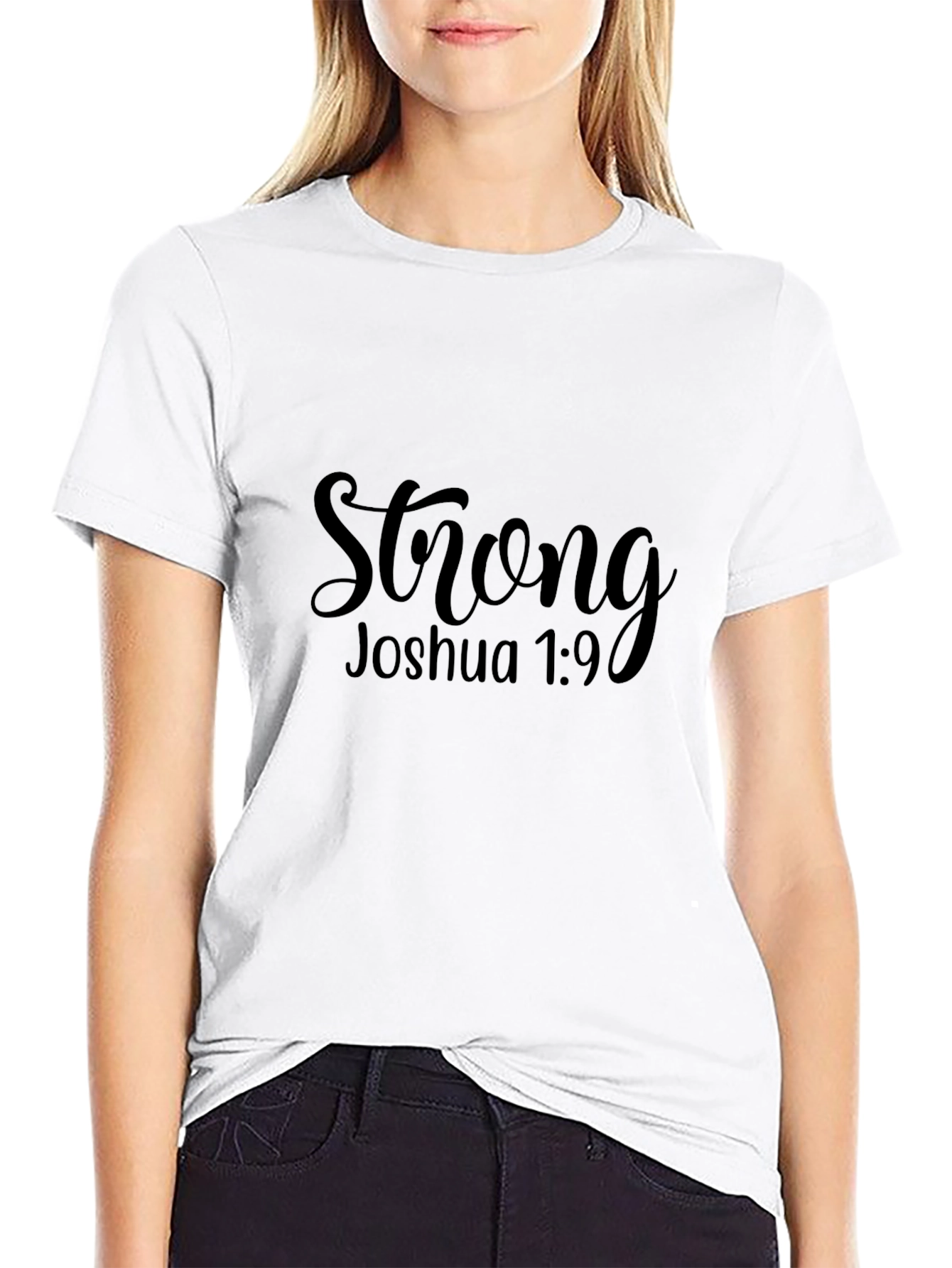 Strong Joshua 1:9 Black Graphic Tee