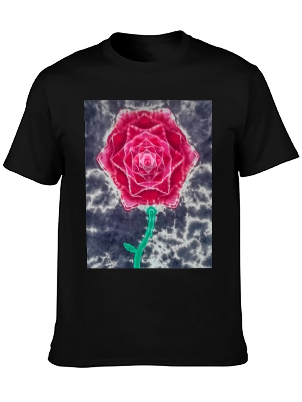 Rose Graphic Tee - Unique Tie Dye Design