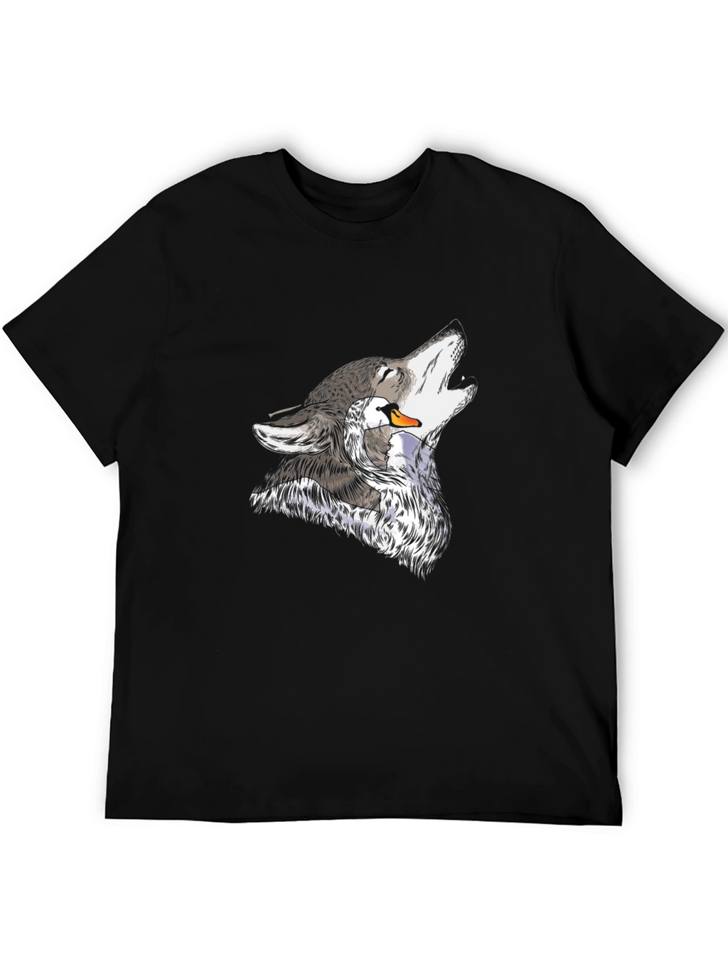Wolf and Swan Graphic Black T-Shirt