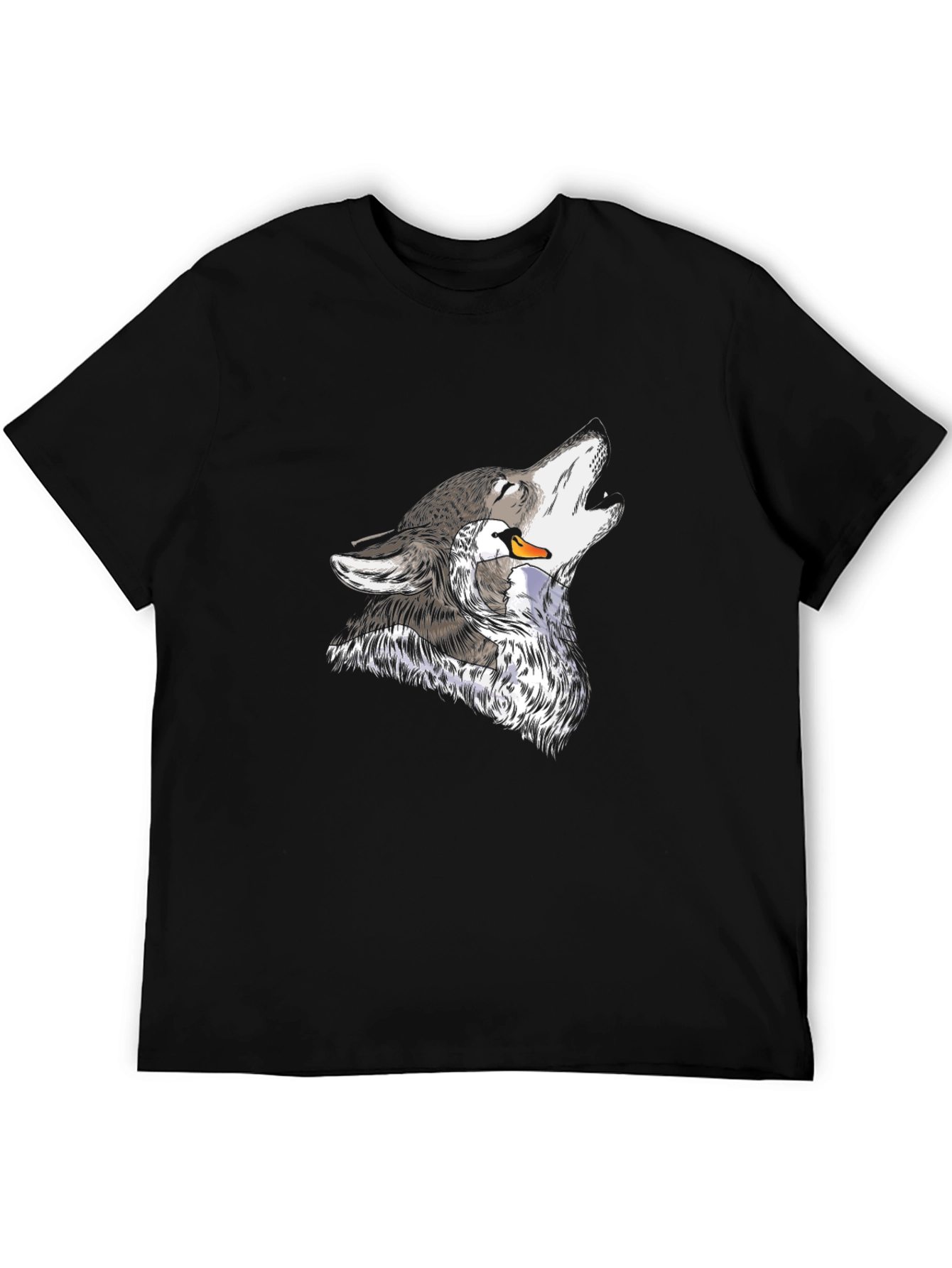 Wolf and Swan Graphic Black T-Shirt