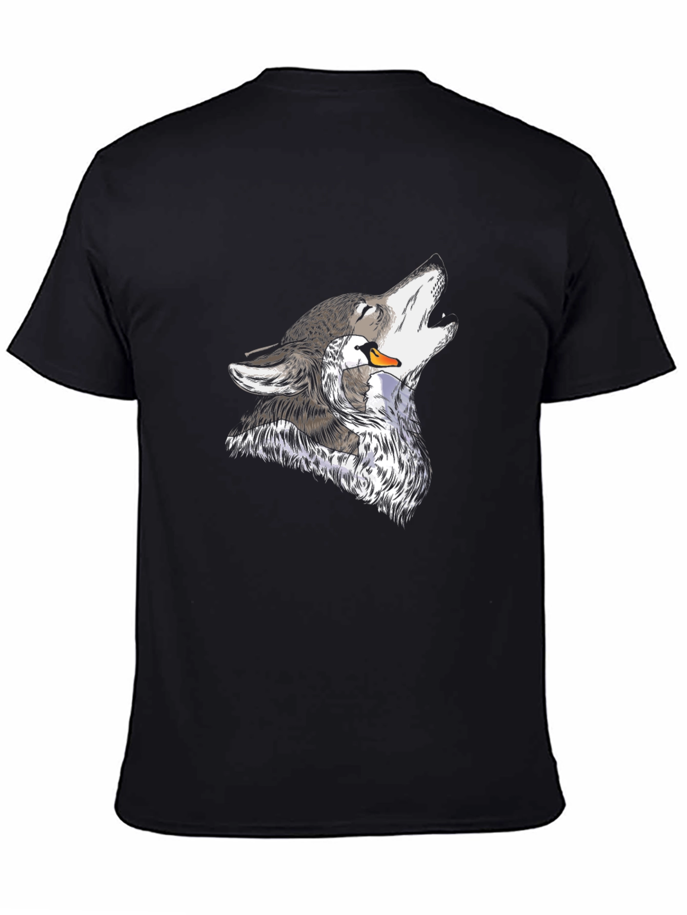 Wolf and Swan Graphic Black T-Shirt