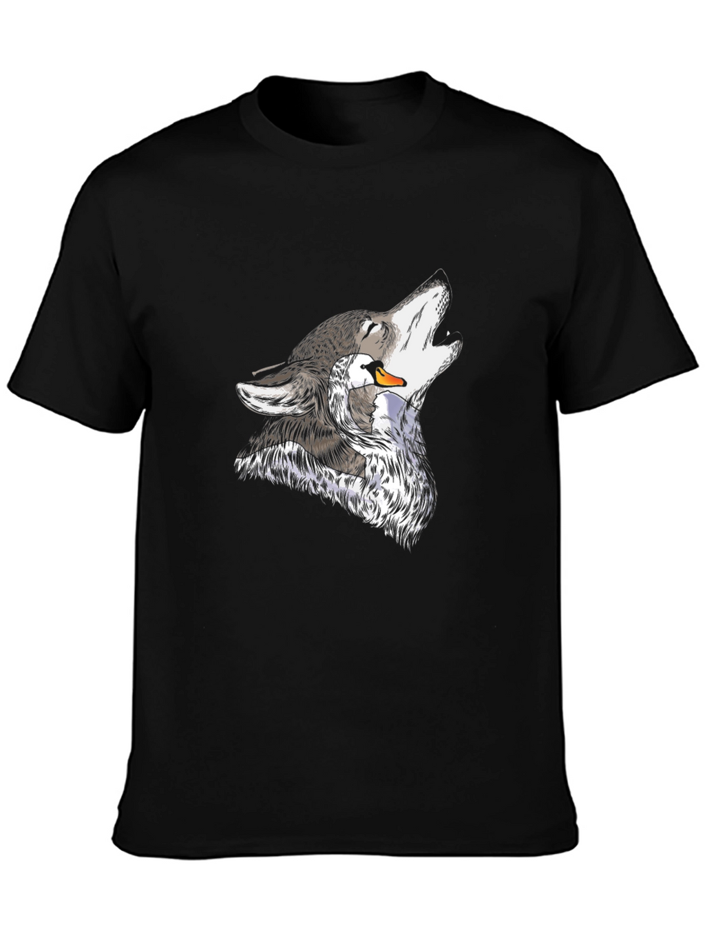 Wolf and Swan Graphic Black T-Shirt