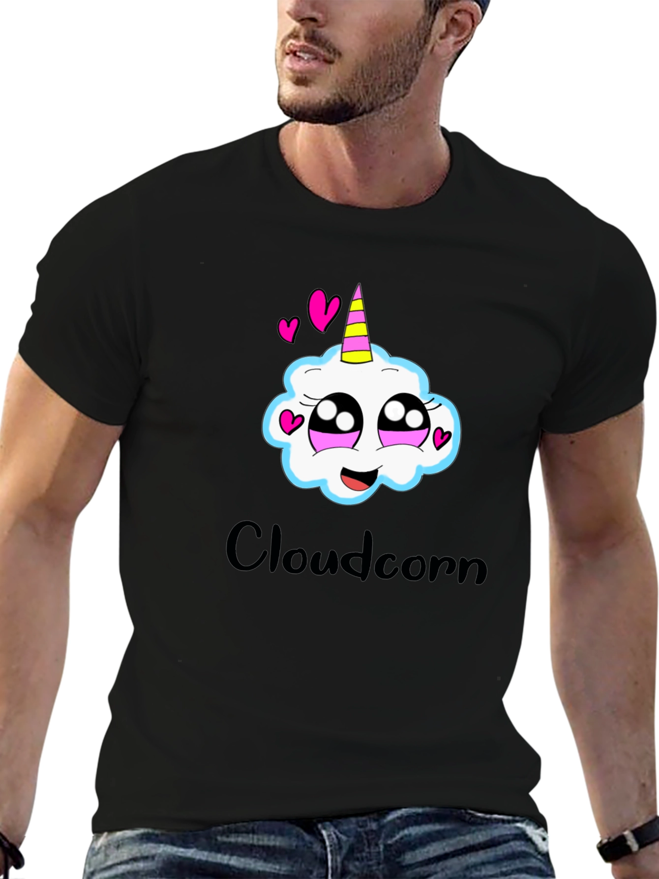 Cloudcorn Graphic Tee - Black Cotton Shirt