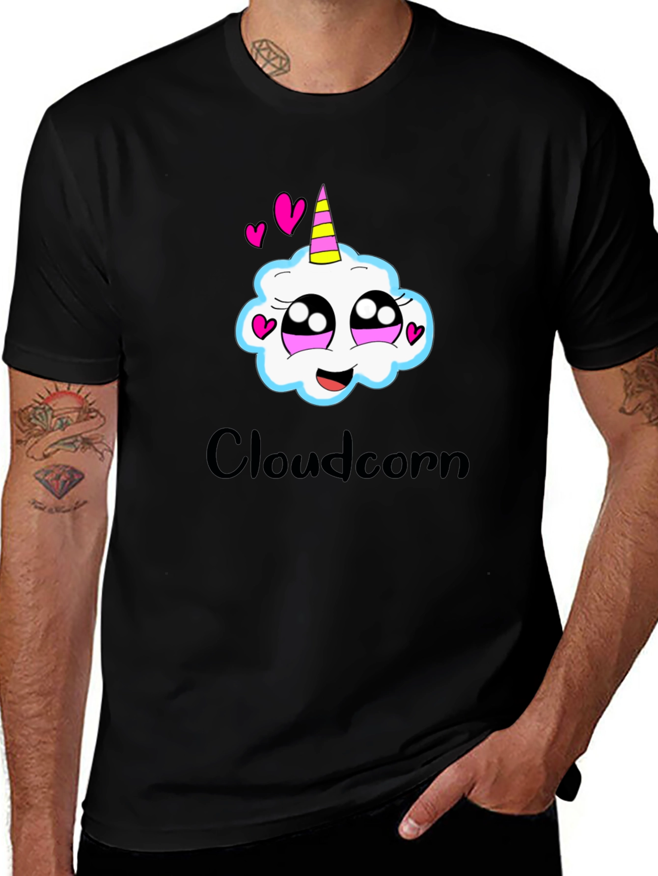Cloudcorn Graphic Tee - Black Cotton Shirt