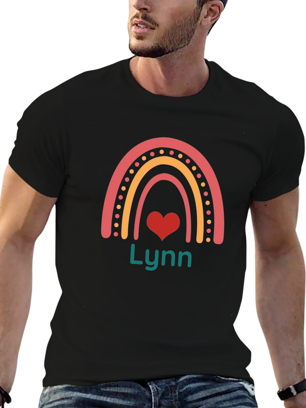 Lynn Rainbow Heart Graphic T-Shirt