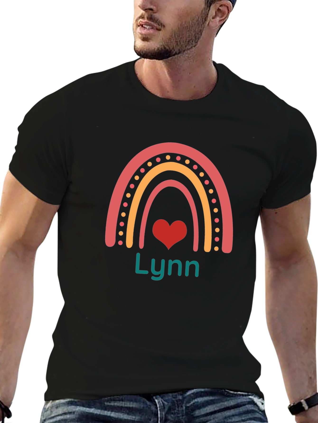 Lynn Rainbow Heart Graphic T-Shirt