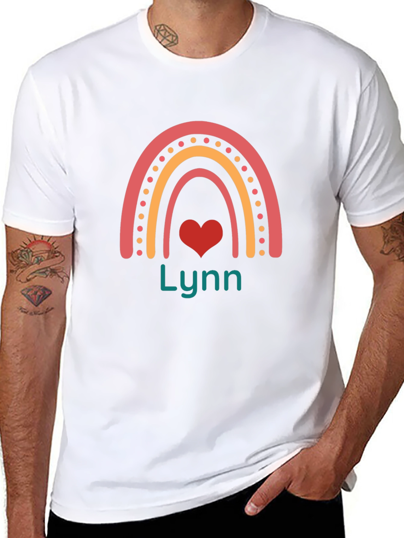 Lynn Rainbow Heart Graphic T-Shirt