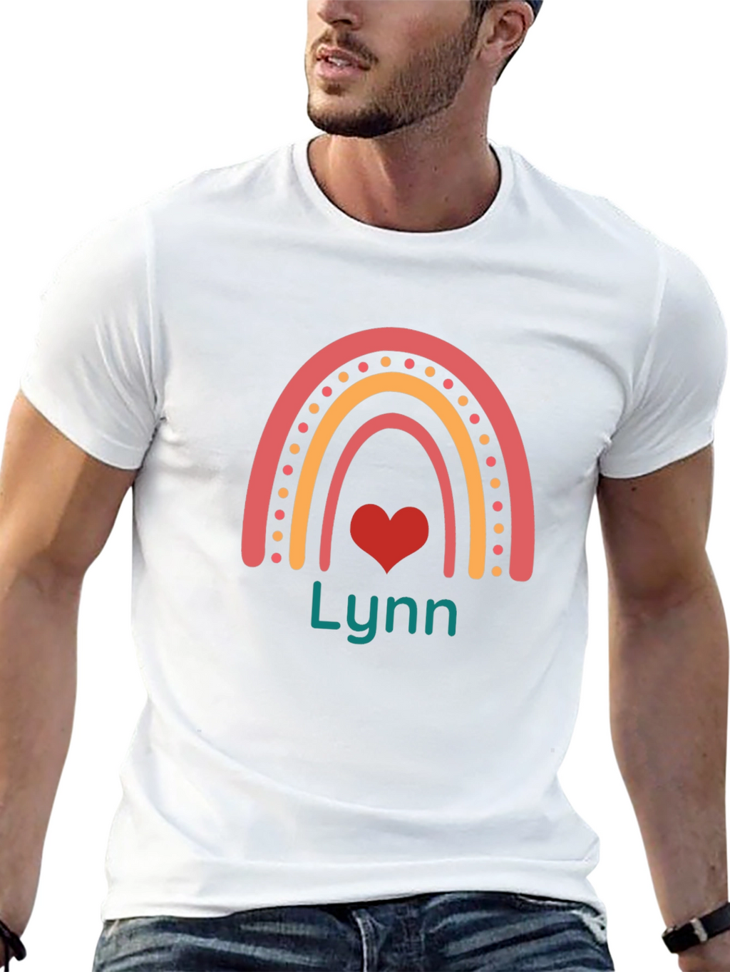 Lynn Rainbow Heart Graphic T-Shirt