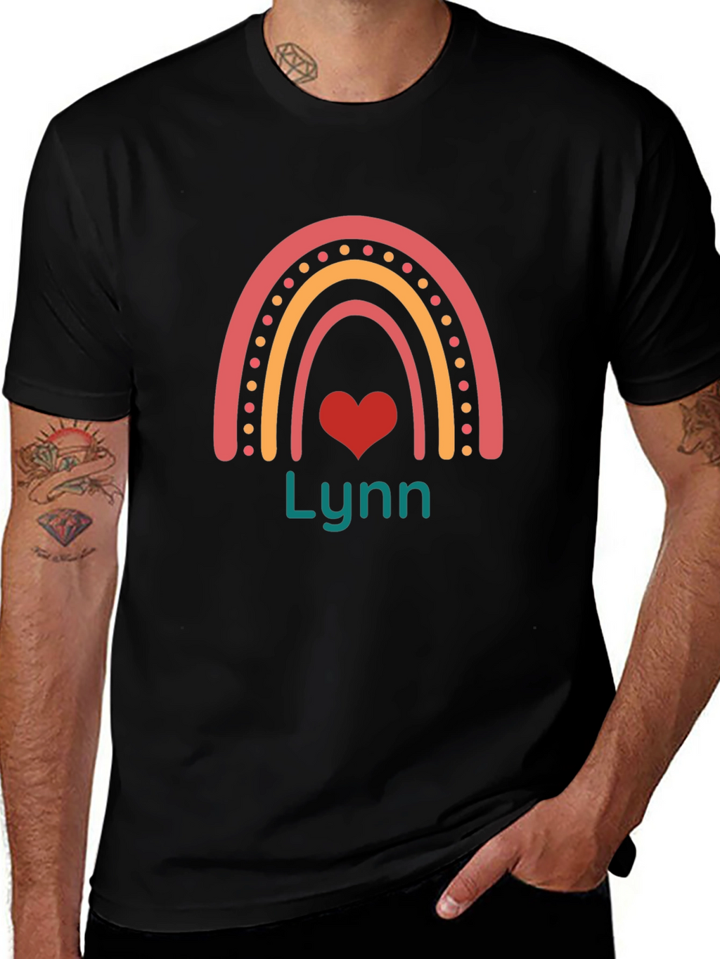 Lynn Rainbow Heart Graphic T-Shirt