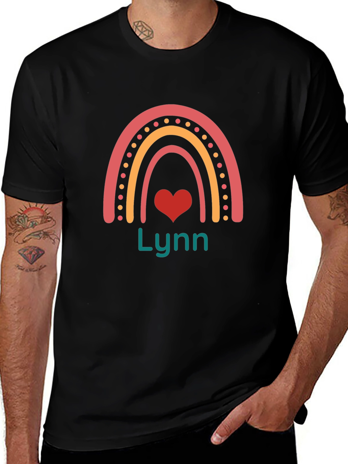 Lynn Rainbow Heart Graphic T-Shirt