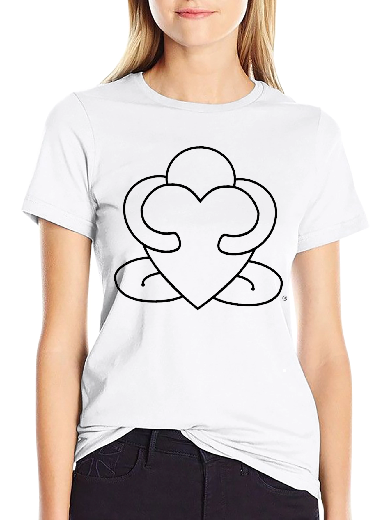 Heart Hug Graphic Tee - Soft Black Cotton Blend