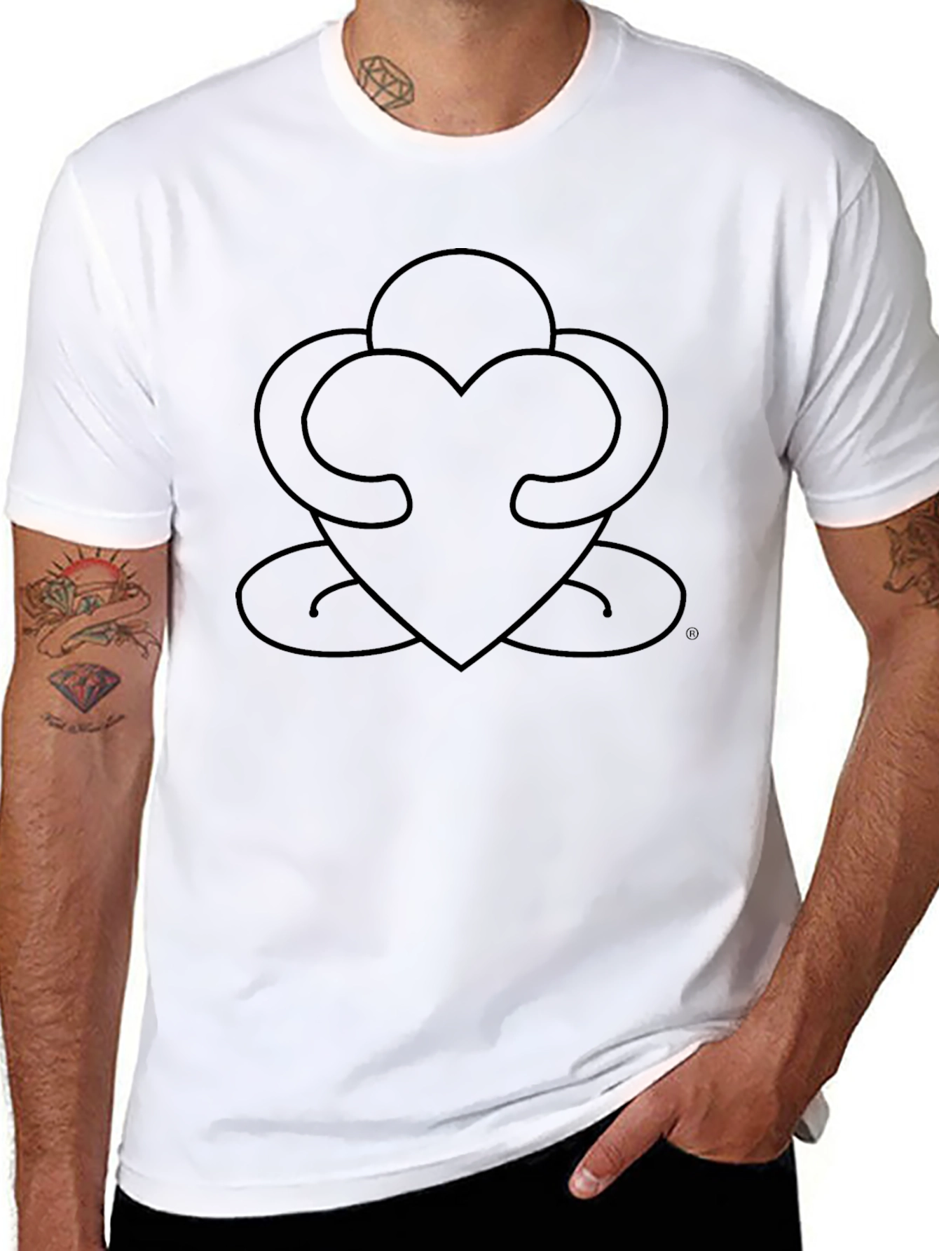 Heart Hug Graphic Tee - Soft Black Cotton Blend