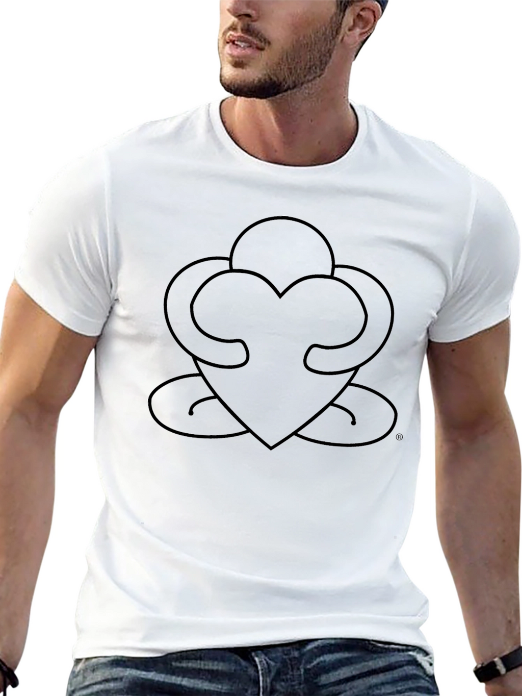 Heart Hug Graphic Tee - Soft Black Cotton Blend