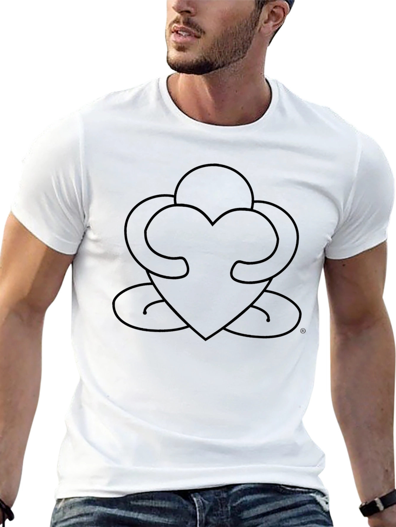 Heart Hug Graphic Tee - Soft Black Cotton Blend