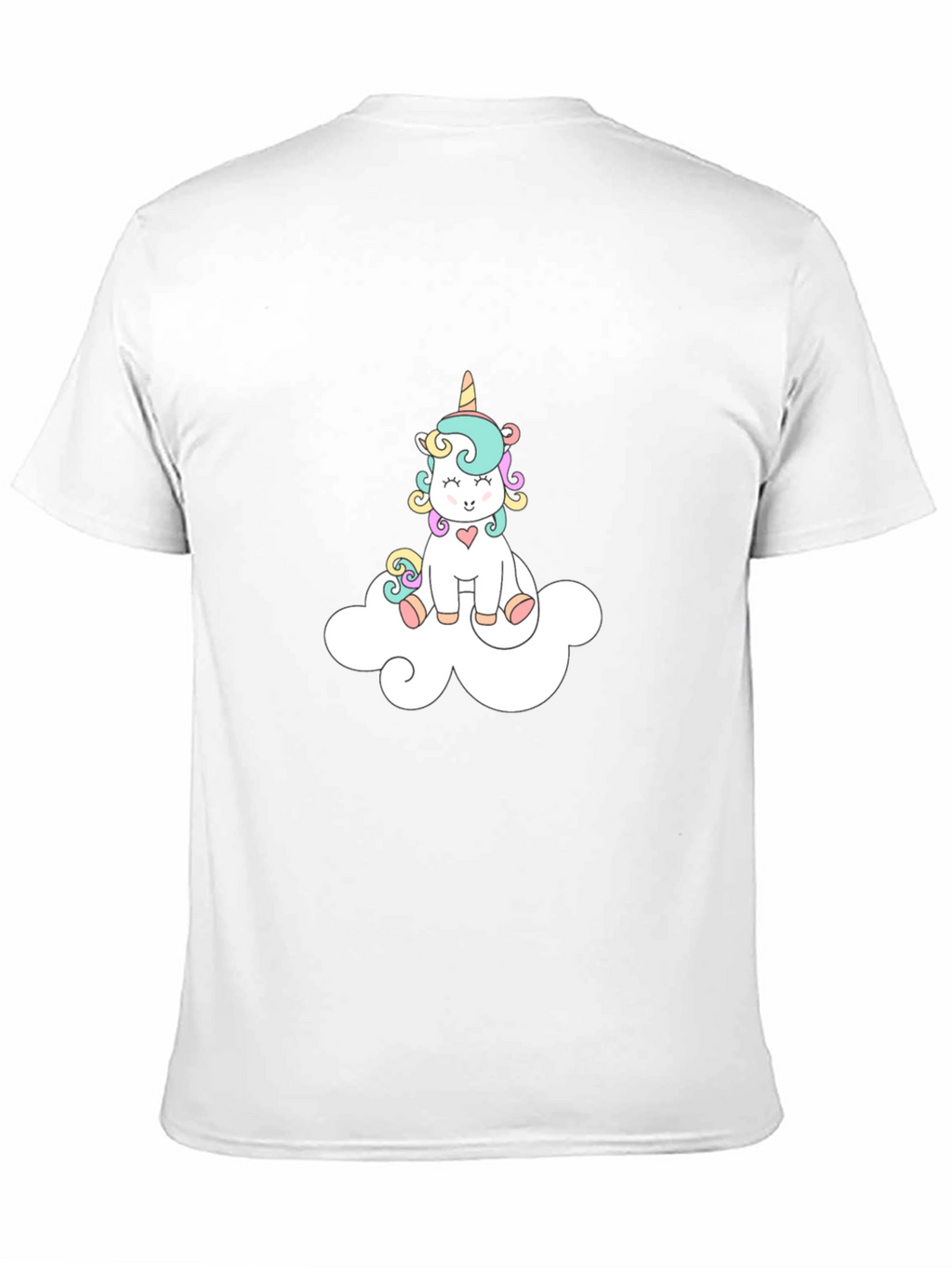 Cute Unicorn On Cloud Black T-Shirt