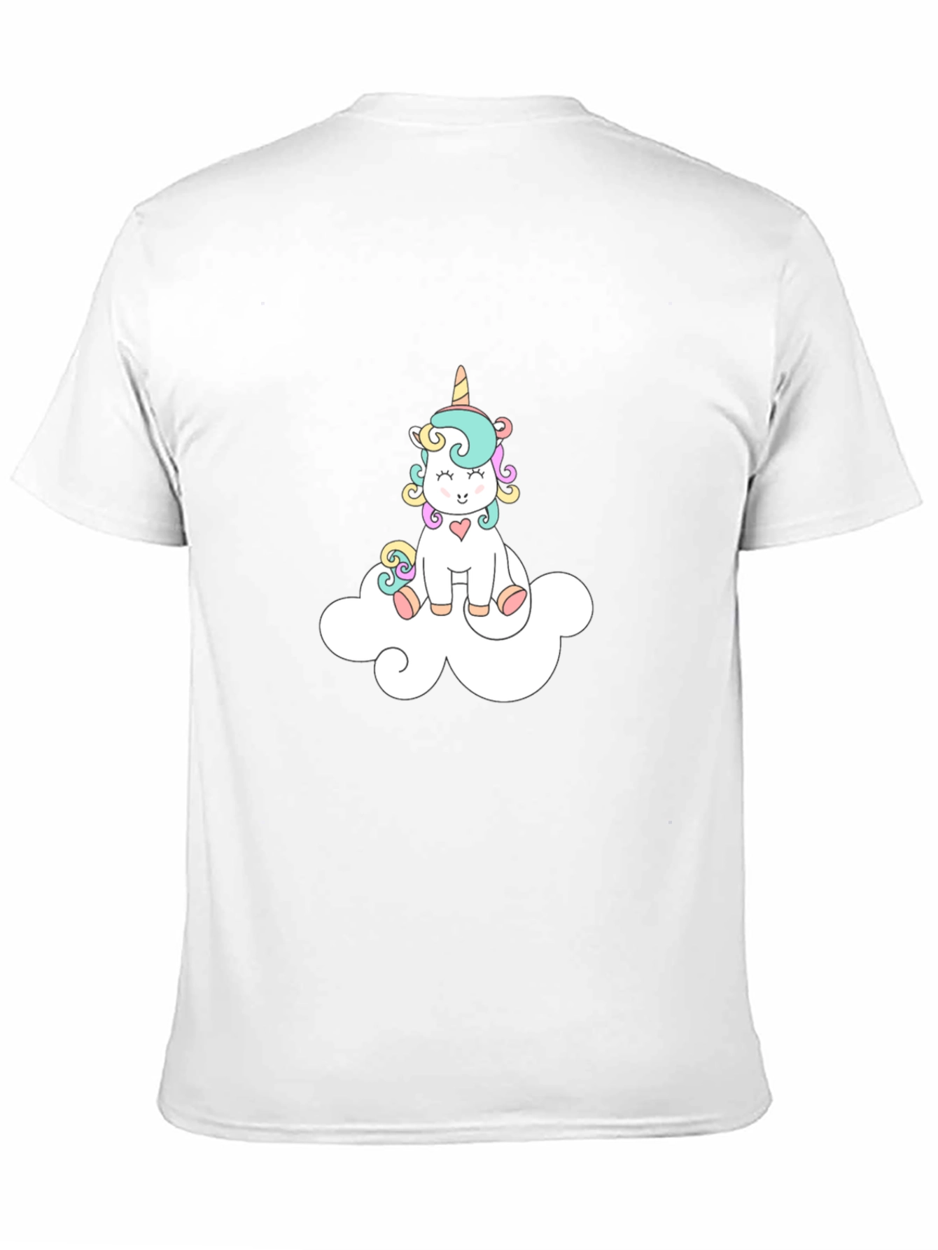 Cute Unicorn On Cloud Black T-Shirt