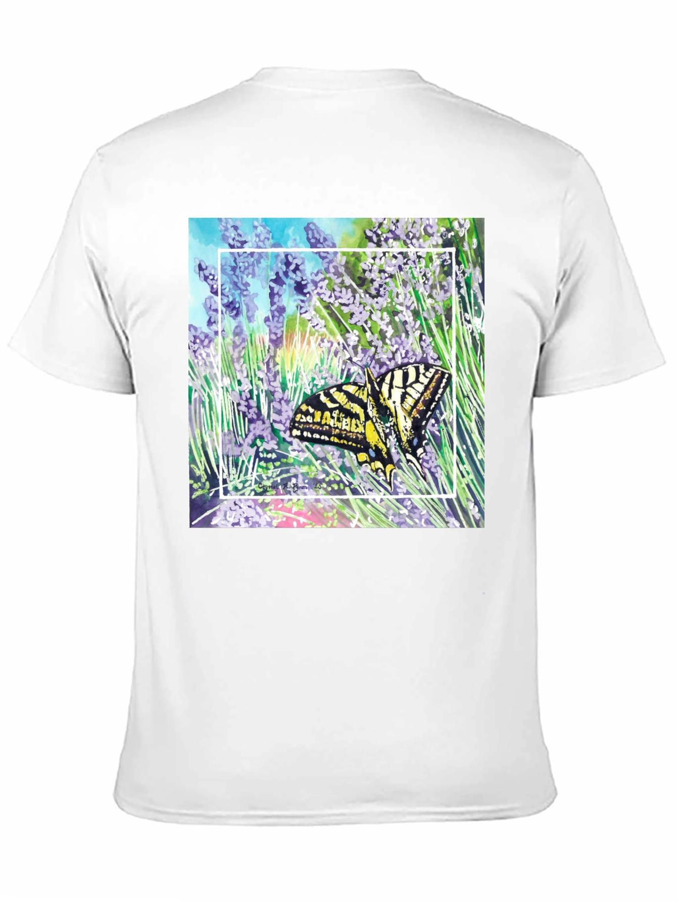 Butterfly & Lavender Graphic Tee - Nature Lovers Shirt