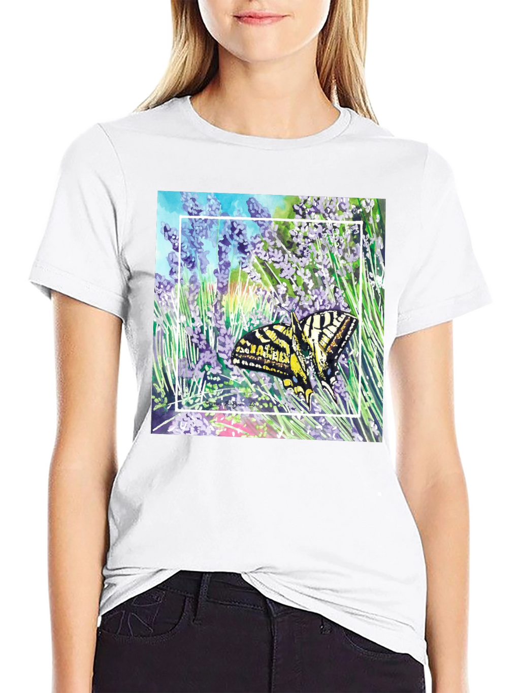 Butterfly & Lavender Graphic Tee - Nature Lovers Shirt