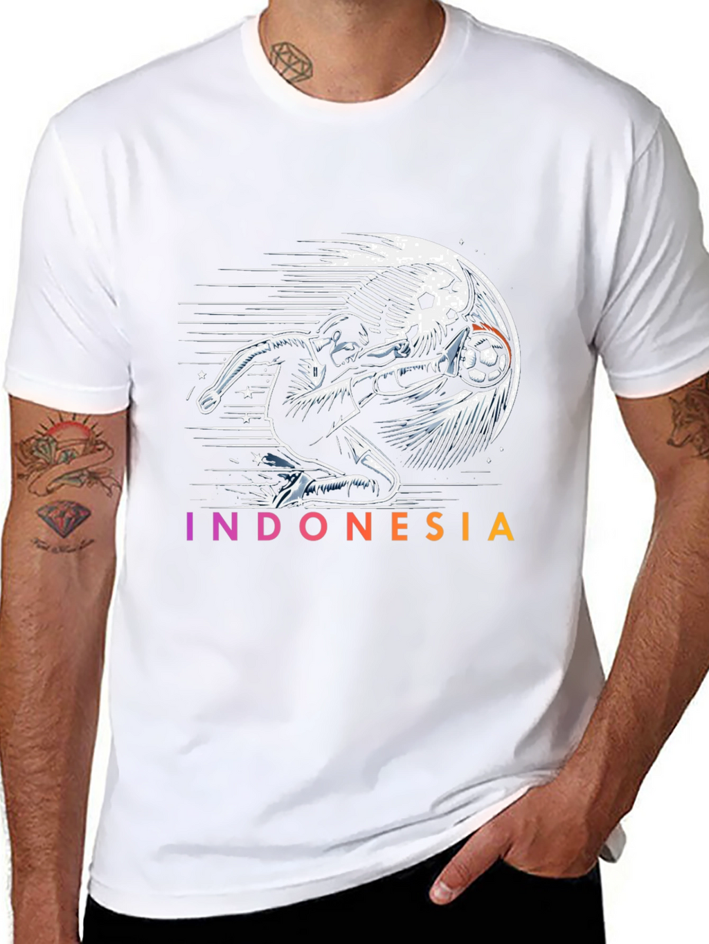 Indonesia Soccer Graphic Tee - Black Cotton T-Shirt