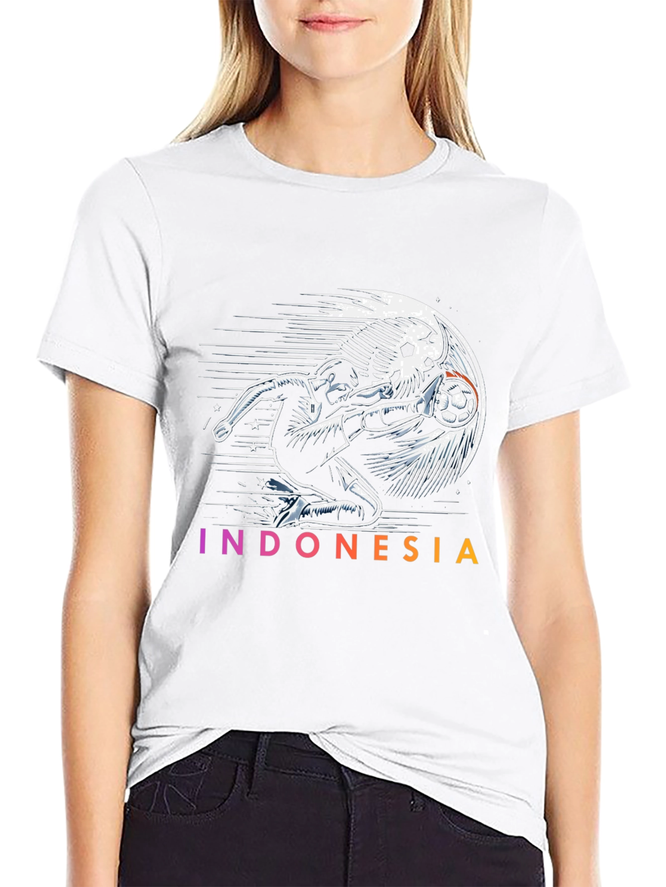 Indonesia Soccer Graphic Tee - Black Cotton T-Shirt