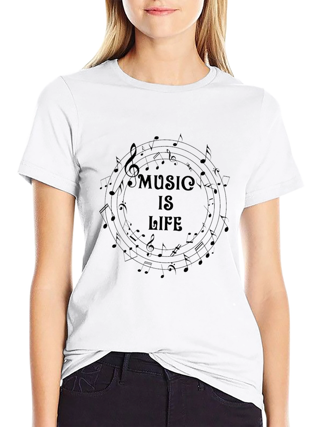 Music is Life Graphic Black Tee