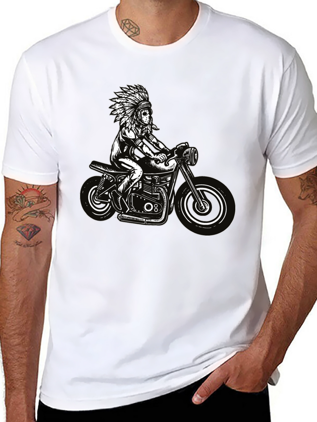 Black Indian Motorcycle Graphic T-Shirt