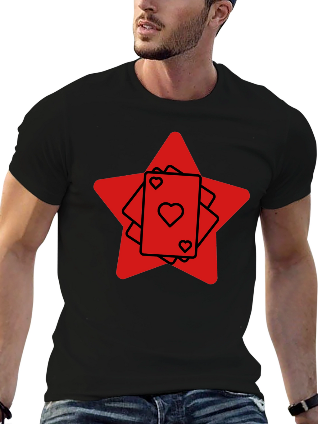 Ace Heart Card Graphic Tee - Black