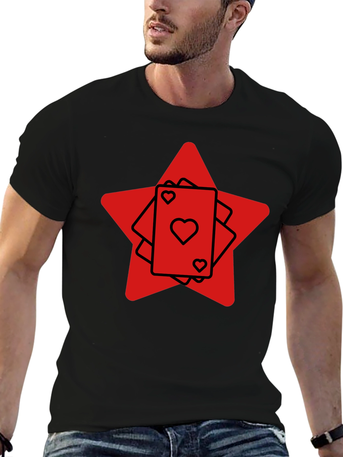 Ace Heart Card Graphic Tee - Black
