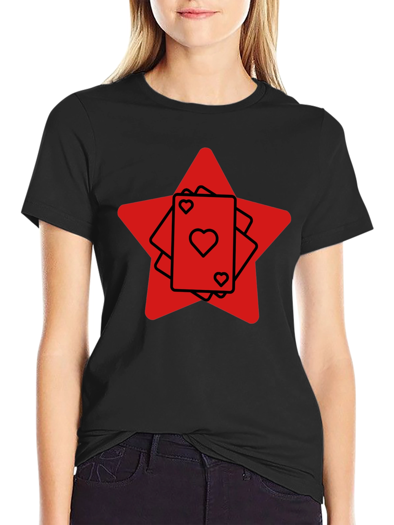 Ace Heart Card Graphic Tee - Black