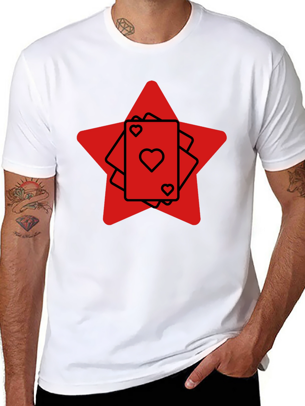 Ace Heart Card Graphic Tee - Black