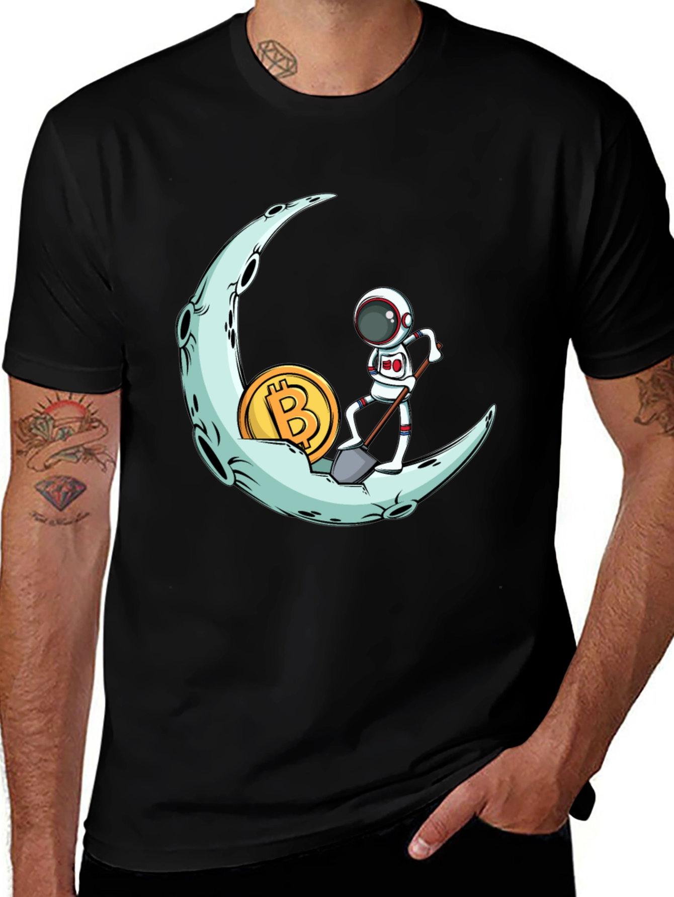 Bitcoin To The Moon Graphic Tee - Crypto Astronaut T-Shirt