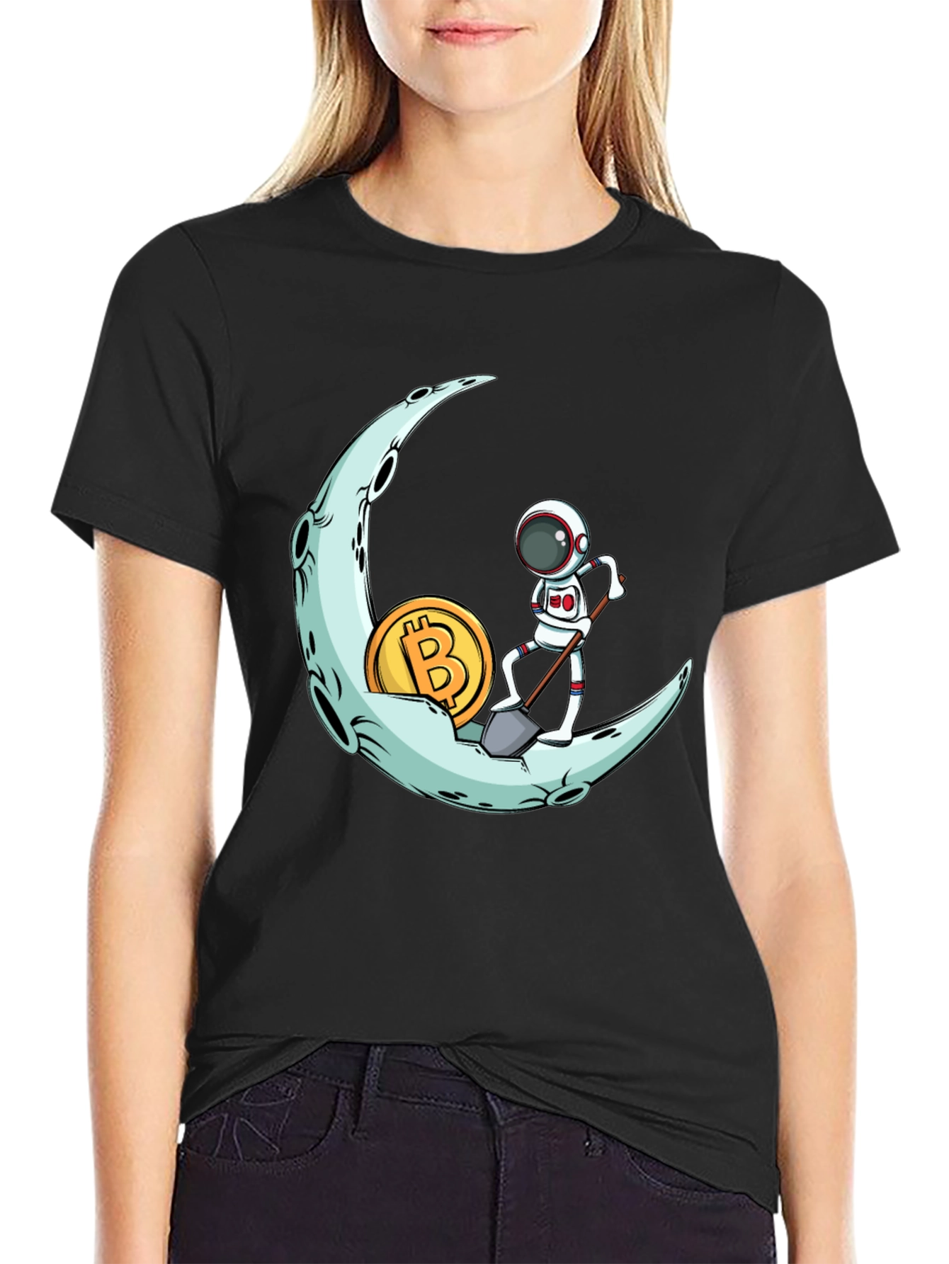 Bitcoin To The Moon Graphic Tee - Crypto Astronaut T-Shirt