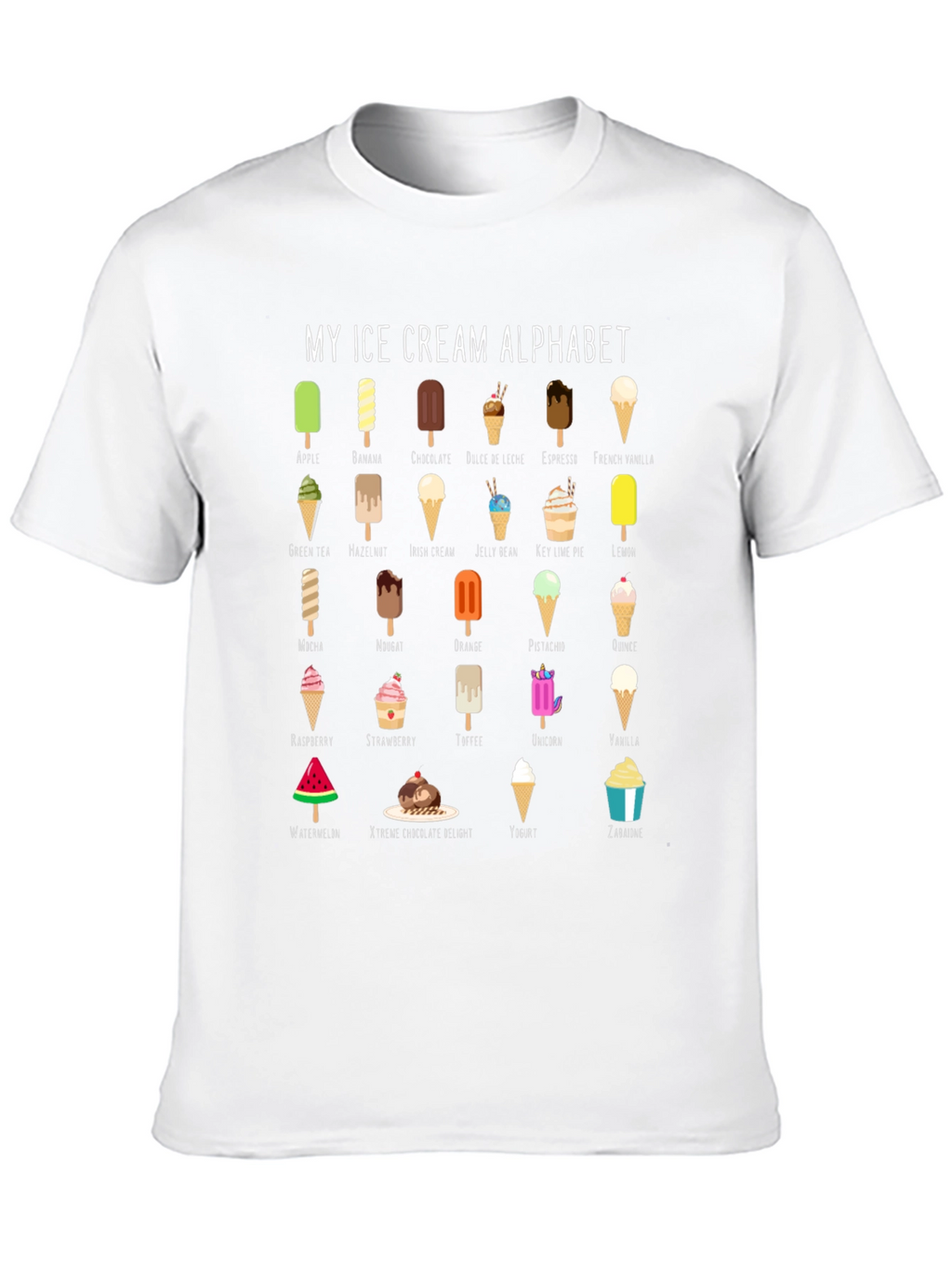 Ice Cream Alphabet T-Shirt - Fun Foodie Tee