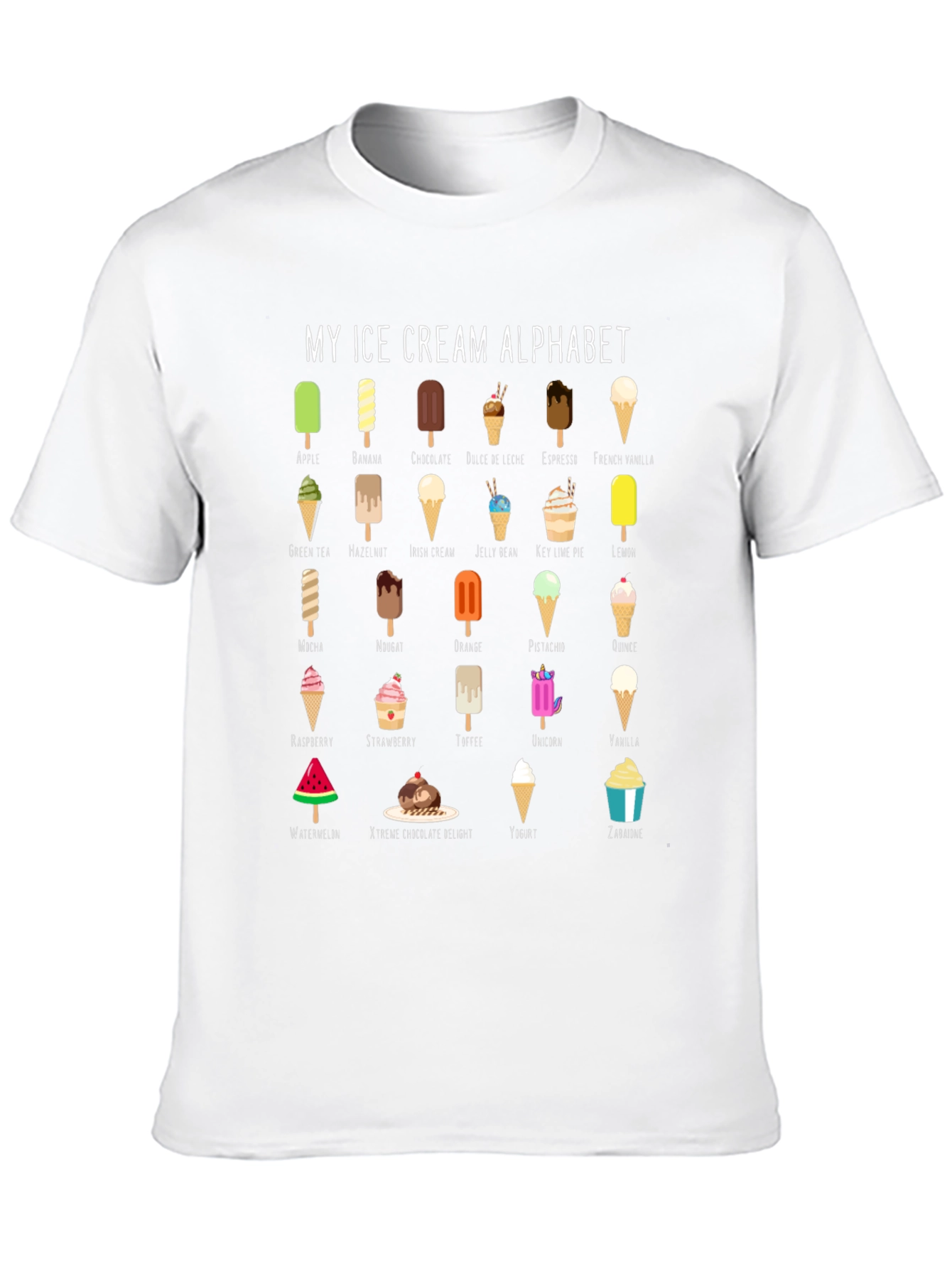 Ice Cream Alphabet T-Shirt - Fun Foodie Tee