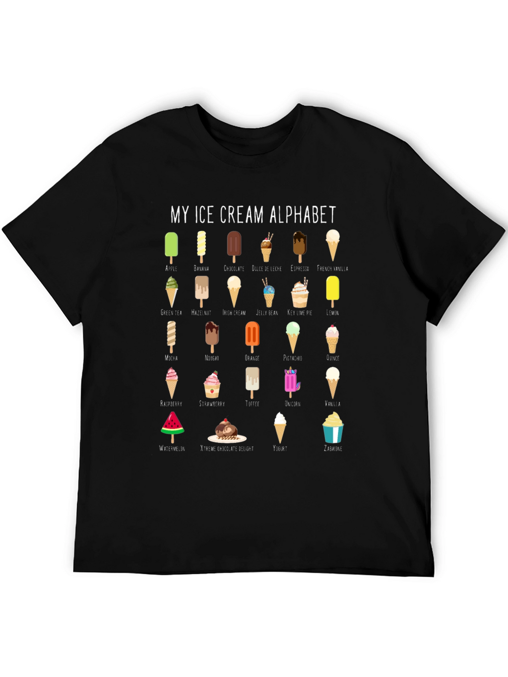 Ice Cream Alphabet T-Shirt - Fun Foodie Tee