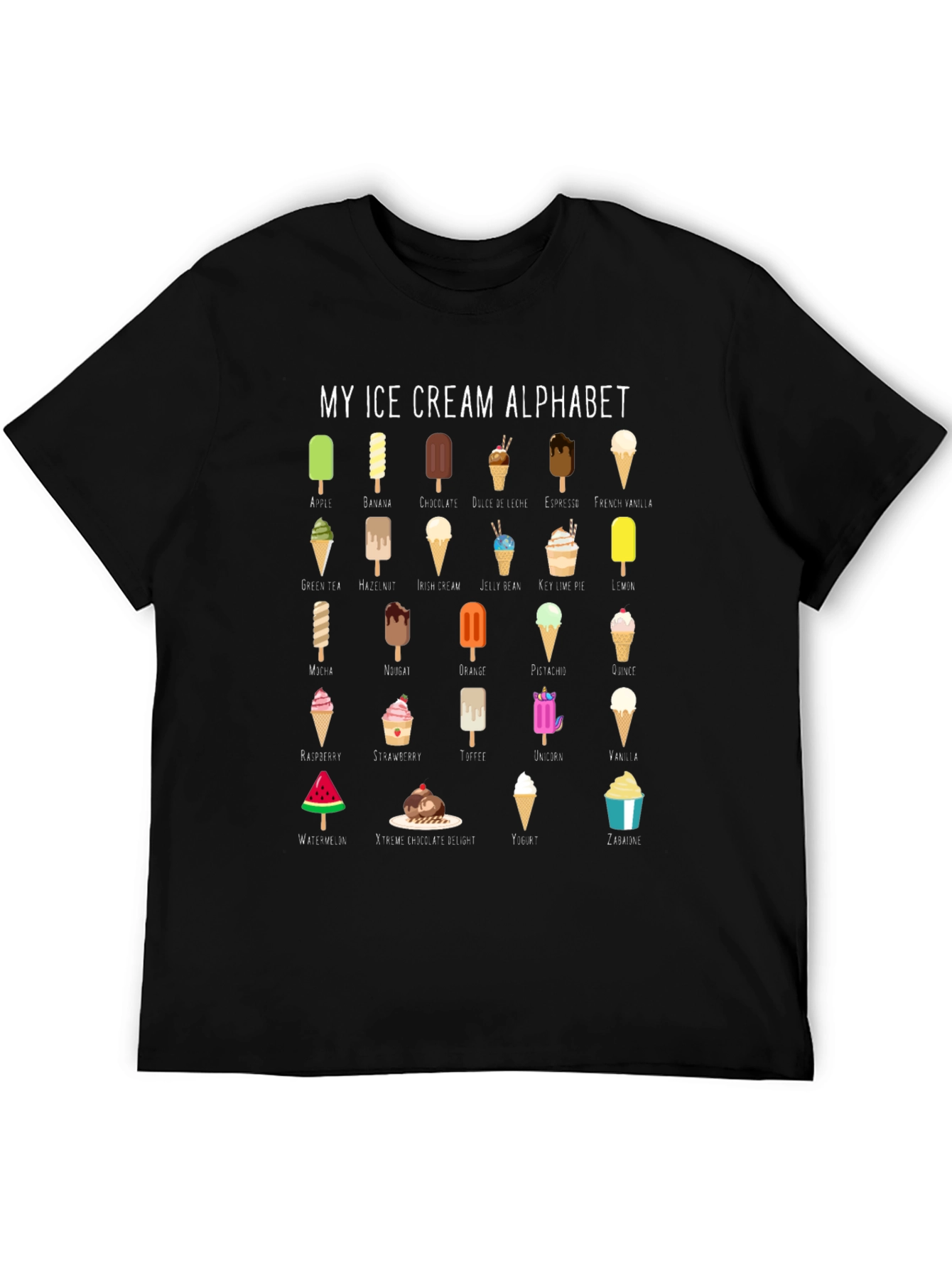 Ice Cream Alphabet T-Shirt - Fun Foodie Tee